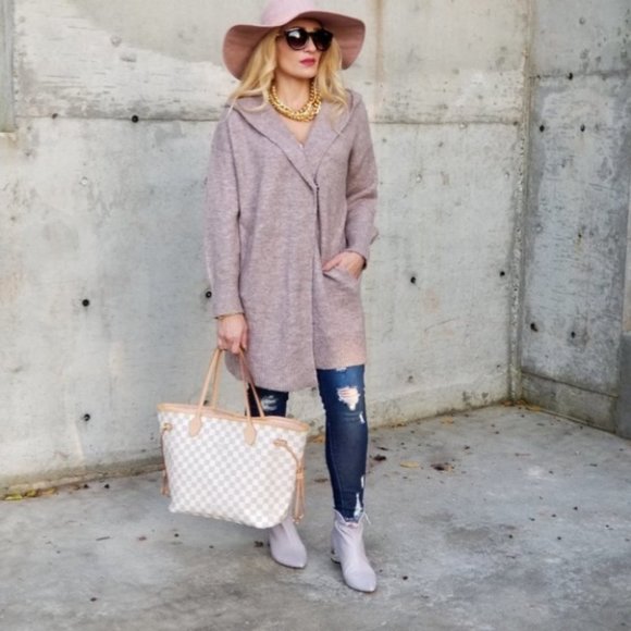 CHIC DOLLZ Hoodie Cardigan - Dusty Pink - Picture 4 of 6